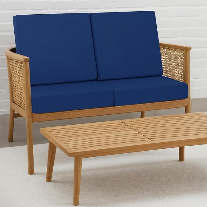 idee-home Outdoor Cushions for Patio Furniture, Outdoor Seat Cushion, Waterproof Couch Hampton Bay Deep Seat Replacement Chair Cushions for Garden Lawn Backyard Deck, 22 x 22 Navy Bue