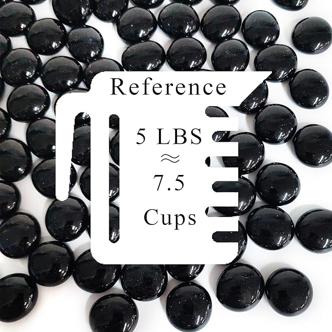 5 lbs Black Glass Marbles, Glass Beads, Decorative Rocks Glass Pebbles for Vase Fillers Fish Tank Plants Flower Pots Fountains Crafts Table Scatter and Fire Pits
