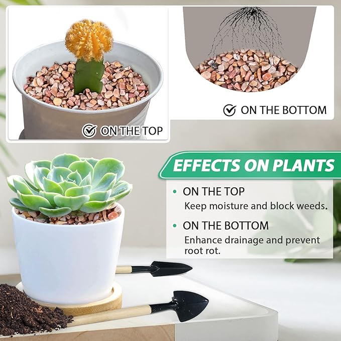 Succulent Rocks for Plants Tiny Pebbles for Planters 7.8LB Pea Gravel Bulk Course Sand Soil Small Decorative Stones for Indoor Bonsai Pots Cactus Top Dressing Aquarium Garden Landscape, Red