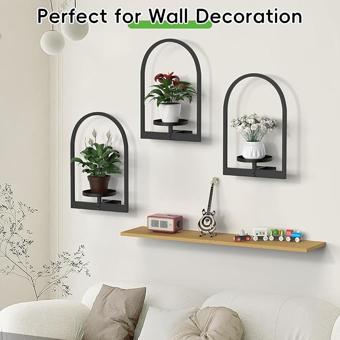 Wall Planters for Indoor Plants, Plant Holder Hanger Indoor, Wall-Mounted Planter Frame for Outdoor, Vertical Hanging Flower Pots Holder Plant Stand for Home Decor, 3 Pack
