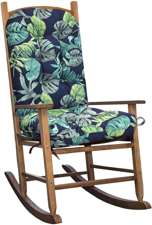 Indoor Outdoor Seat Back Chair Cushion Tufted Rocking Chair Replacement Cushions for Patio Home Garden Office Navy Green