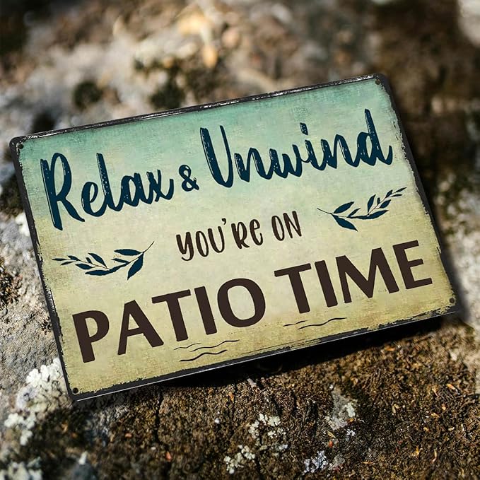 Outdoor Patio Wall Decor Patio Signs For Outside Porch Signs Outdoor Backyard Decorations Welcome Hanging Sign Relax Unwind You're On Patio Time Sign Patio Gifts For Men Home Bar Accessories 8x12 Inch