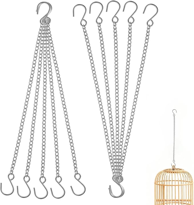 10 PCS Chain for Hanging Plants, 9.84 Inch Long Silver Planter Hanging Chain Small Hang Basket Chains Kits with S Hooks for Hang Bird Feeders Planters Lanterns Wind Chimes Ornaments