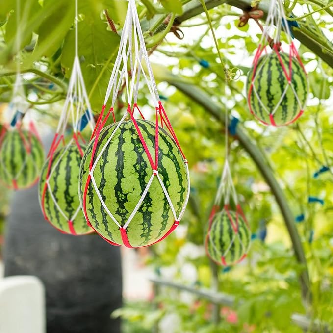 60Pcs Melon Hammocks Cradles, 19Inches Melon Hammock for Trellis Heavy Duty Watermelon Nets, Support Hanging Bags for Pumpkin Cantaloupes Honeydew, 19In Bag 19in Handle, Bear for 30lbs