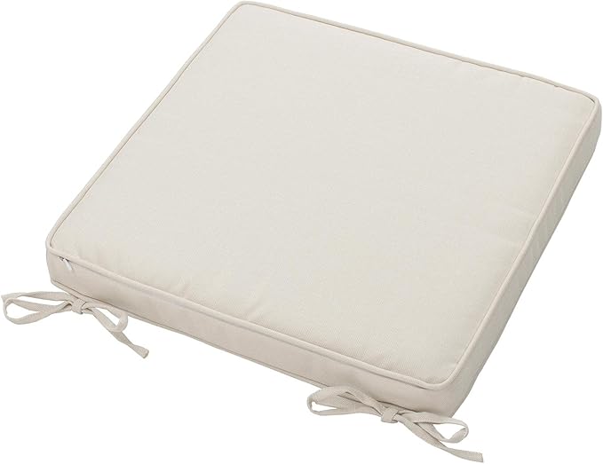Magpie Fabrics Indoor Outdoor Waterproof Square Chair Cushion, 18 x 18 x 2.5 Inch, 2 Pack, Water Resistant Seat Cushions, for Patio Garden Office, Cream