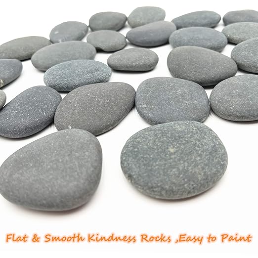 24PCS Rocks for Painting, 2"-3" Inches DIY Rocks Flat & Smooth Kindness Rocks for Crafts, Decoration, Medium Rocks for Painting,Hand Picked for Painting Rocks