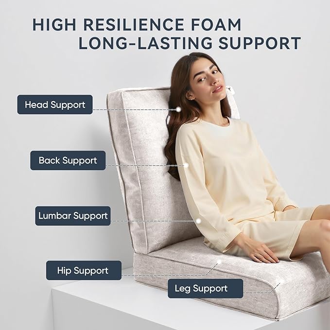 Patio Chair Cushions 6 Packs - Outside High Back Thick Water-Resistant Cushion 22x24 with Zipper Cover for Outdoor Glider Rocking Chairs Loveseat 3-Seater Couch Sofa – Beige/Regular