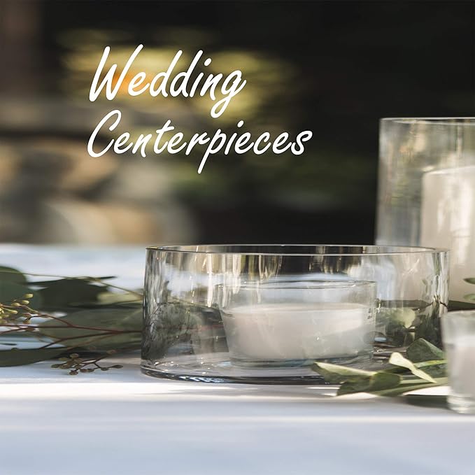 CYS Excel Large Glass Cylinder Vase (H:4" D:8") Flower Vase Centerpieces Hurricane Floating Pillar Candle Holder Terrarium Planter