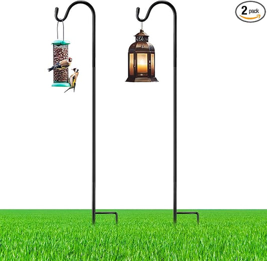2 Pcs 60 Inch Shepherds Hook for Outdoor Adjustable Bird Feeder Pole Metal Steel Shepard Hooks for Hummingbird Stand Feeder Pole for Garden Plant, Lantern, Hanging Wedding Decor