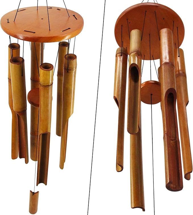 Bamboo Wind Chimes Outdoor,Wooden Wind Chimes for Outside with Melody Deep Tone,38" Classic Zen Garden Windchime for Relaxation, Grace.Home Décor for Patio, Garden or Indoor(FSC Certified)
