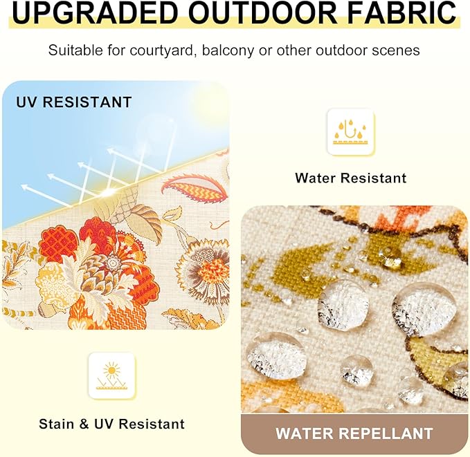 downluxe Outdoor Chair Cushions Set of 4 for Patio Furniture, Water-Resistant Square Corner Patio Chair Cushions with Ties, High Density Foam Outdoor Seat Cushion, 18.5" X 16" X 3", Eva Floral