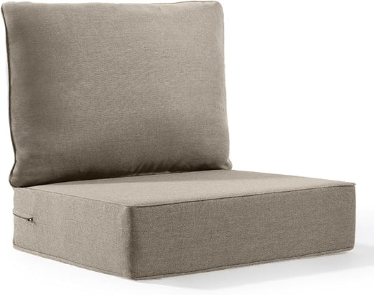 6" Thick Outdoor Cushion, 24 * 24 * 6" Patio Furniture Cushions with Waterproof Patio Furniture Cushions with Removable Cover, 28D High Density Patio Cushion for Outdoor Furniture, Gray-1pc