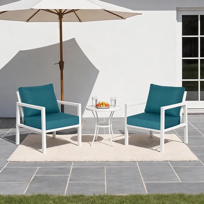 21.5x25.5 Inch Outdoor Deep Seat Cushions Set of 2,Thick High-Density Foam, Water-Resistant, Piped Edges & YKK Hidden Zipper for Patio Furniture,Malachite