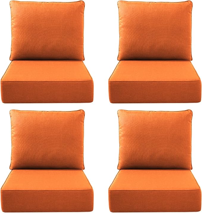 Luxury Outdoor Seat Cushion Set-22 x 24 x 6 Inch Outdoor Chair Cushions with Water Resistant & Removable Cover Outdoor Cushions for Patio Furniture Chair Sofa Couch