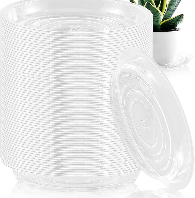 80 Pack 12 Inch Plant Saucer Clear Plant Saucers for Outdoors Plants Drip Trays Extra Large Pot Saucer No Holes Pot Saucers Planter Trays for Outdoor Plants Bulk Plastic Tray for Flower, Potted Tree
