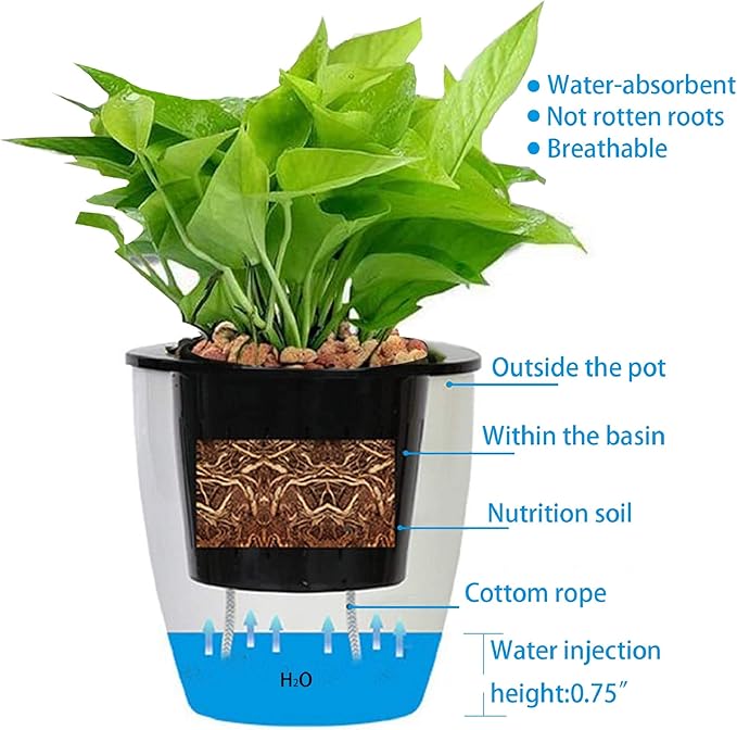 7Pack Self-Watering Plant Flower Pot Wall Hanging Plastic Planters Size 3 inch with 7 Hooks Replacement for Plants Flowers Indoor Outdoors