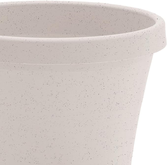 Bloem Terra 4" Diameter Round Vanilla Bean Resin Planter Pot with Pre-Drilled Drainage Holes for Indoor and Outdoor Gardening