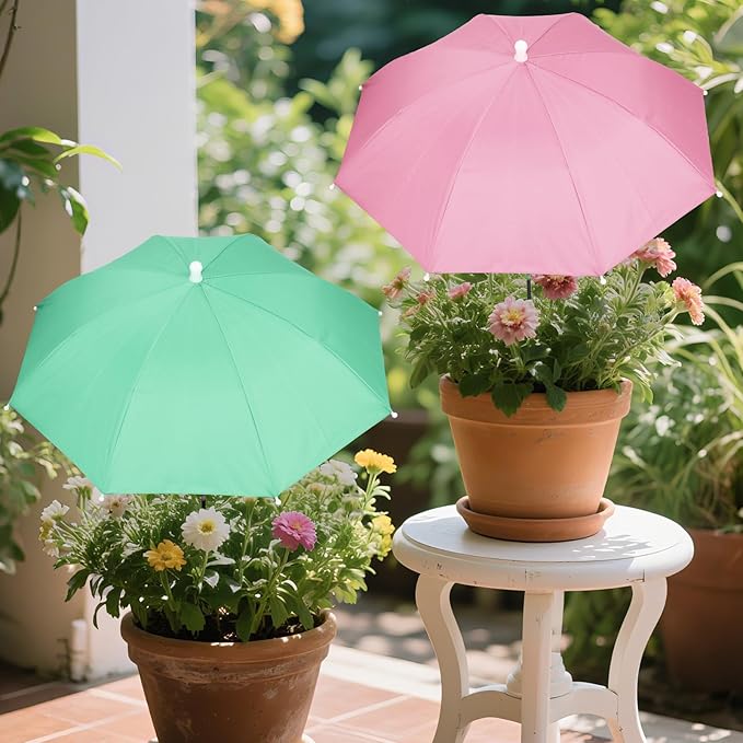 2 Pack Plant Umbrellas for Outdoor Plants with One Storage Bag, 23.6" Sun Shade Cover for Gardens/Patio/Succulents, Blocks 70% Sunlight, Prevents Leaf Burn & Overheating