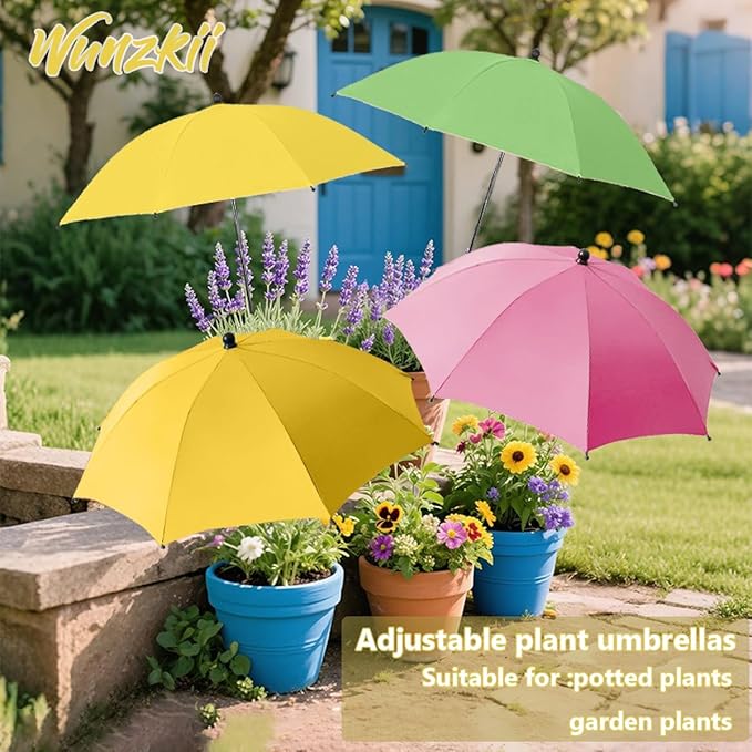 3Pcs Plant Umbrellas for Outdoor Plants, 24" Larger Adjustable Portable Plant Shade Cloth Umbrella, 52" Higher Garden Umbrella Windproof, Sun Shade for Plants, Potted Plants