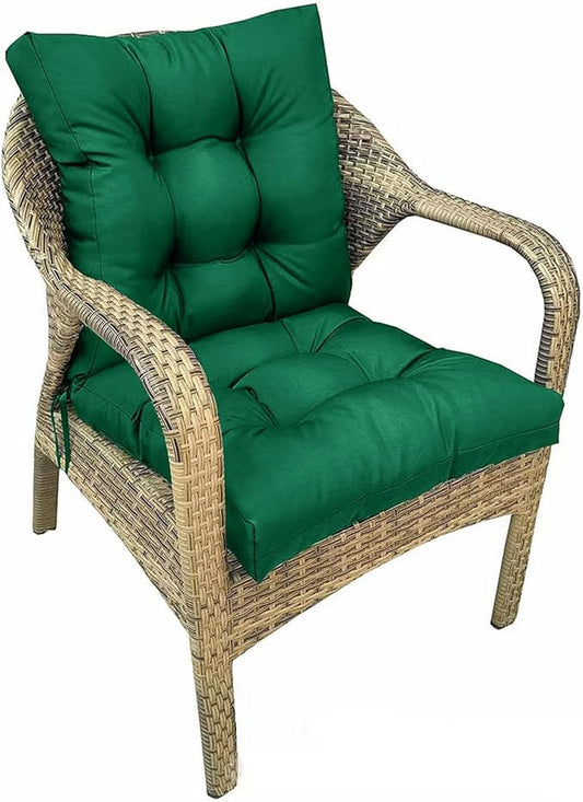 Outdoor Wicker Chair Cushions Waterproof No Slip High Back Patio Chair Cushion with Ties Thicken Tufted Patio Rocking Chair Seat Pads Dark Green 41.7"*20.8"