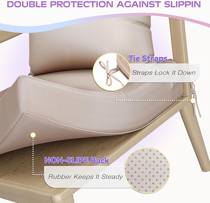Outdoor Chair Cushions Set of 4, 24 x 24 Inch Patio Chair Cushions with Splash-Proof Covers, Outdoor Cushions for Patio Furniture, Khaki