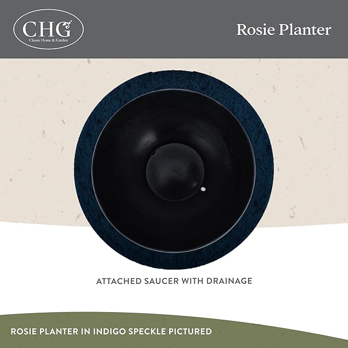 Classic Home and Garden Rosie Modern Planter w/Drainage - Contemporary Planter Bowls - Shallow Round Vases for Small Plants - Versatile Indoor & Outdoor Pots (10” Patina Copper)
