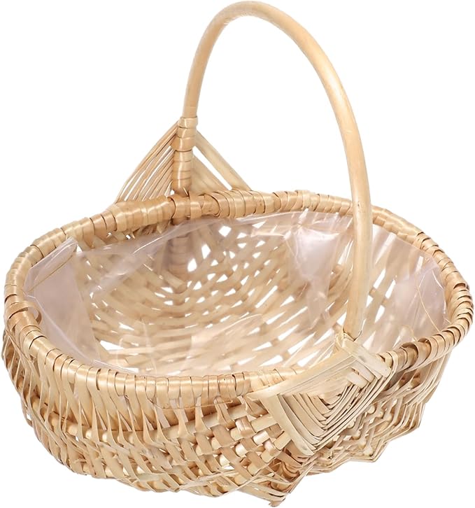 Milisten Vintage Wicker Picnic Basket with Handle Handwoven Flower Holder for Arrangements and Fruit Storage Multi-Functional Outdoor Accessory for Picnics and Garden Parties