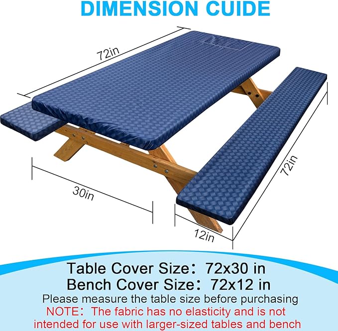 Picnic Table Cover with Bench Covers Portable Table Cloth Built-in Storage Pocket Picnic Table Covers With Elastic Waterproof Camping Essentials for RV Camping