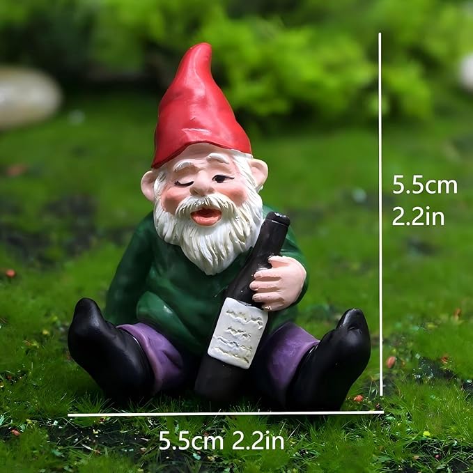 Miniature Garden Gnome Set with Campfire, 4 Piece Funny Gnome Figurines, Decorative Outdoor and Indoor Plant Pot Ornaments