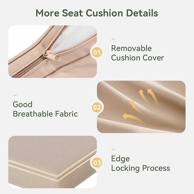 Aoxun Replacement Cushions for Outdoor Furniture, 7-Piece Outdoor Cushions for Patio Furniture, Deep Seat, Waterproof & Fade Resistant Couch Cushion for Patio Conversation Sets, Beige