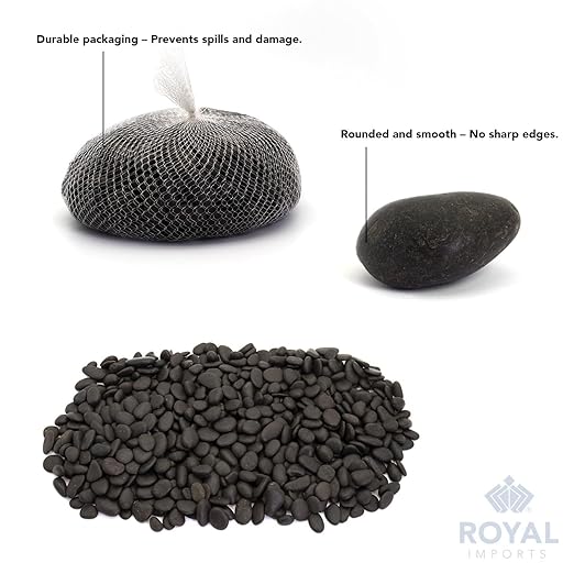 River Rocks Decorative Ornamental Vase Filler Aquarium Gravel Black, Small 2 lbs - Landscaping Pebbles for Indoor Plants, Succulents, Terrarium & Home Decor, DIY & Crafting – Royal Imports