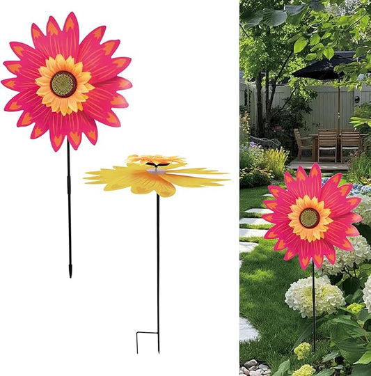 2 Set Plant Umbrella Decor for Outdoor Small Plants, 14 Inch Diameter Yellow Sunflower Shade Cover for Outdoor Patio Mini Potted and Garden Beds Decor, Yellow and Rosered