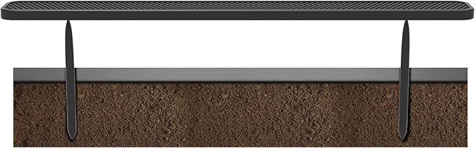 8 FT Heavy Duty Metal Park Bench for Outside, Outdoor Backless Bench with Thermoplastic Coating, Commercial Benches for Shopping Mall, Store, Park, Deck, Inground Mounted, Black