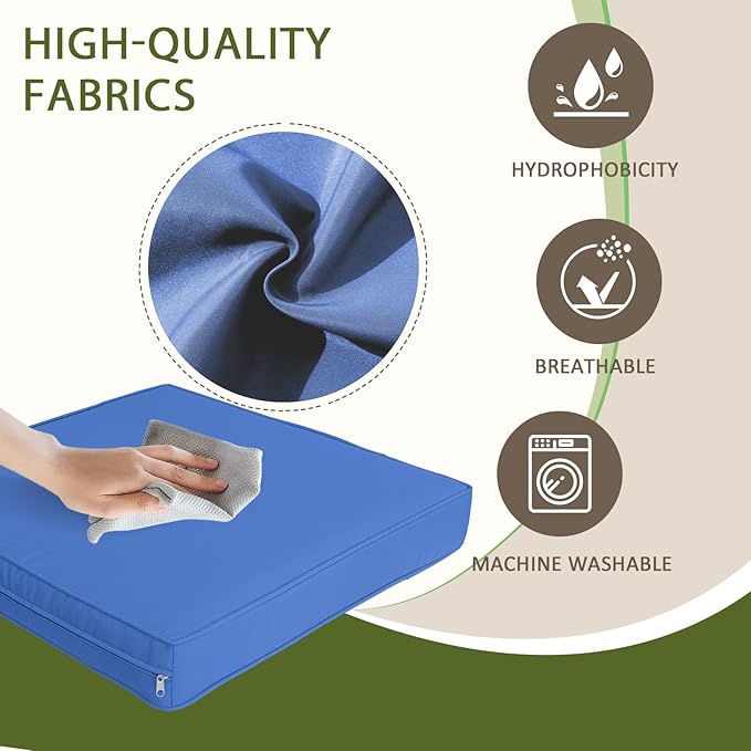 14Piece Outdoor Sofa Cushion Replacement Patio Furniture Waterproof Cushion with Zippers fit 6-Seat Outdoor Wicker Rattan Sectional Couch (Blue, 25.6"x25.6"x3.9")