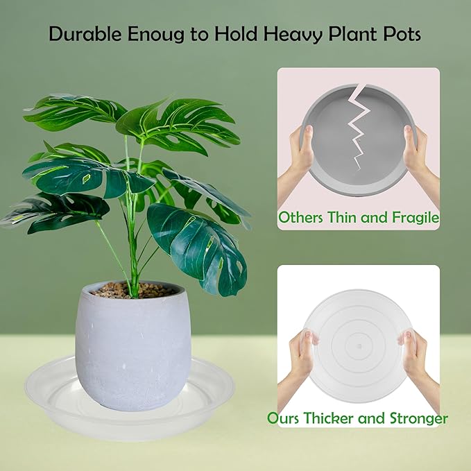 12 Pack 12 Inch Round Plant Saucers for Less 10 Inch Pot Indoors Outdoors Plant Trays for Pots Planter Saucer Plastic Drip Tray Planter Water Tray(Clear, 12"(12pcs))
