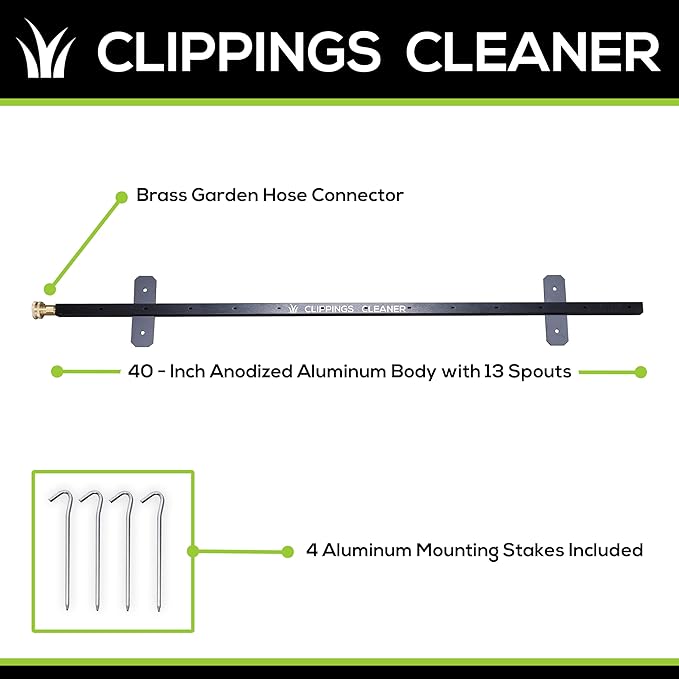 Lawn Mower Deck Cleaner - No More Scraping - Blast Away Grass Clippings with Water from a Garden Hose - Strong, All Metal Design with 13 Spouts
