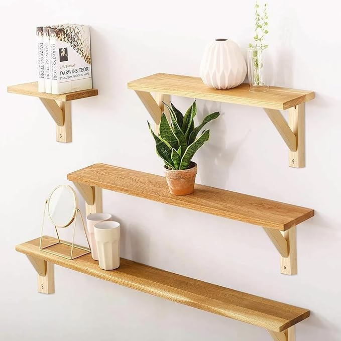 Antrader 10" Wood Selves Bracket,2Pcs Solid Wall Mount Wood Shelf Bracket,Floating Shelf Supports Include Mounting Screws(25x25x3cm)