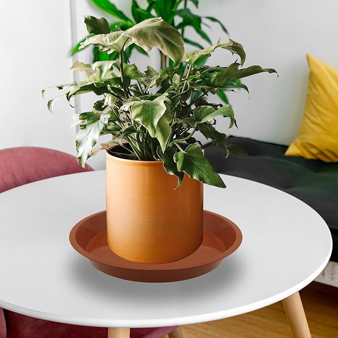 6 Pack 8 Inch Round Plant Saucers for Less 6.8 Inch Pot Indoors Outdoors Plant Trays for Pots Planter Saucer Plastic Plant Drip Tray Planter Water Tray for Potted Plants(Terracotta, 8"(6pcs))
