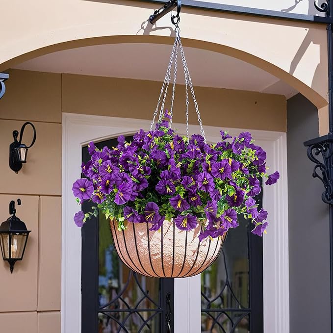 Christmas Artificial Mums 12 Bundles Purple Bulk Fake Flowers Faux Planters Real Touch Stems for Outdoors Fall Silk Flower UV Resistant Urn Filler Front Porch Thanksgiving Decorations for Home Garden