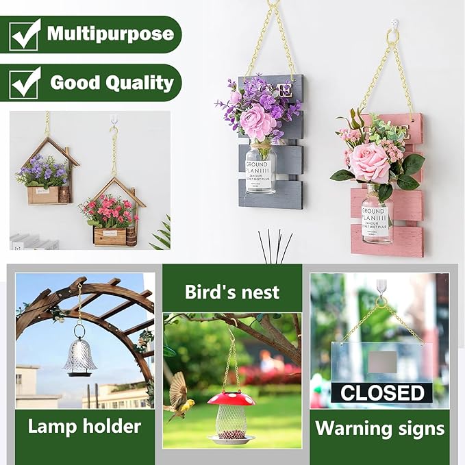 236 Inch Metal Gold Hanging Basket Chain,Decorative DIY Hanging Chain for Planter, Photo,Bird Feeder,Wind Chimes，Planters Baskets