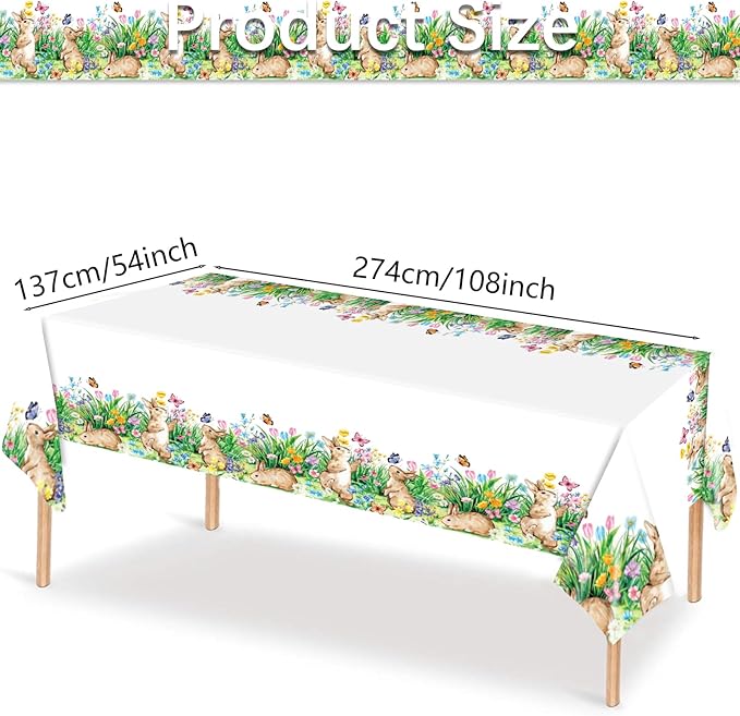 3 Pieces 54 x 108 Inches Valentine's Day, St. Patrick's Day, and Easter Tablecloth Set - Disposable Plastic Table Covers Decorations with Heart, Shamrock, and Bunny Designs for Spring Party Supplies