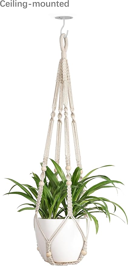 Mkono Ceiling Hooks for Hanging Plants, Metal Plant Hanger Bracket Wall Mount Hooks for Hanging Bird Feeders, Lanterns, Wind Chimes, Planters, Indoor&Outdoor Decoration Hooks (2-Pack) (White)