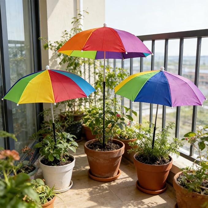 3 Pack Upgraded Plant Umbrellas for Outdoor Plants, 26" Larger Garden Plant Umbrella Shade with Adjustable Angle, 43.4" Higher Sun Shade for Plants, Potted Plant, Garden Beds