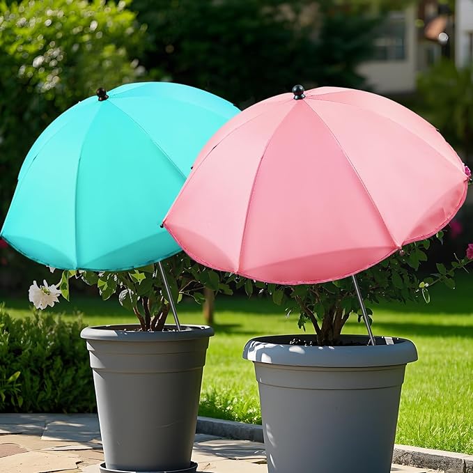 Upgraded Plant Umbrellas for Outdoor Plants 50in Higher 26in Larger Adjustable Angles Plant Shade Umbrella Sturdy Garden Shade Cover Sun Protection Umbrella for Potted Plants Garden Bed Flower Pot