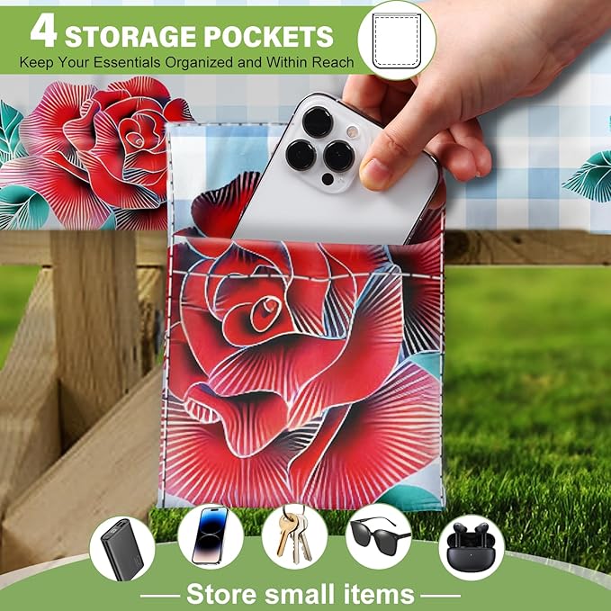 Fitted Picnic Table Cover with Bench Covers Set, Waterproof Lightweight Rectangle 96in Folding Table Cloths Canopy Shade Slipcover Cool Unique Fun Camping Gift for Camper Women Men Family Rv Owners