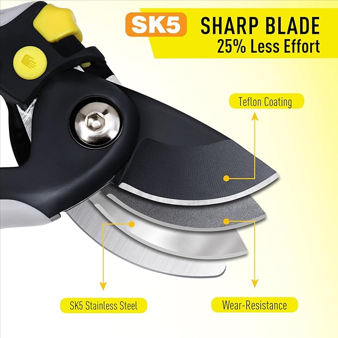 Jardineer Pruning Shears for Gardening, 3Pack Stainless Steel Garden Shears Set include Bypass Hand Pruner, Anvil Pruning Scissor, Pruning Snips for Flowers, Herbs and Small Branches