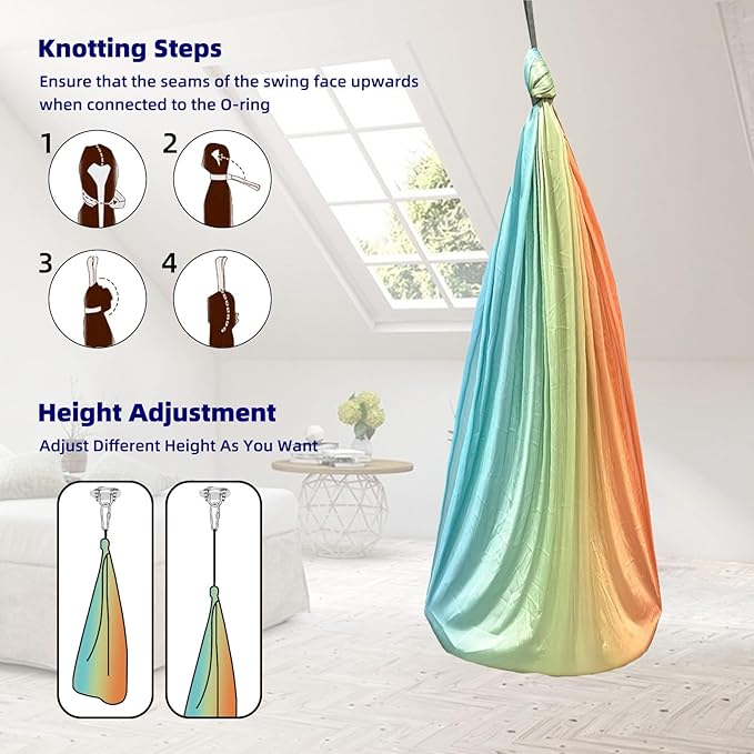 Sensory Swing Chairs for Kids, Indoor & Outdoor Hanging Therapy Cuddle Hammock Swing Seats for Child Teens with Autism, ADHD, Aspergers, Sensory Integration (Colorful(Hammock))