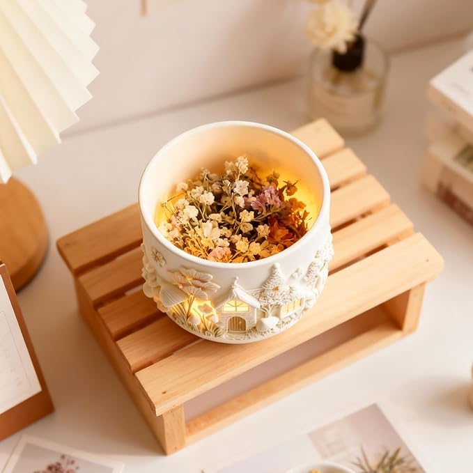 Fairy House Flower Pot Silicone Resin Mold, Epoxy Resin Casting Planter Pot Molds, Candle Holder Mold, Pen Holder Jewelry Container Vessels Mould, Concrete Cement Clay Plaster Mold for Home Decor