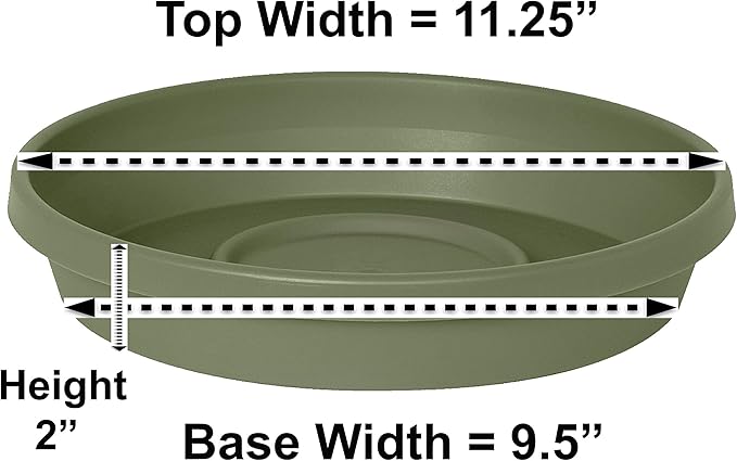 Bloem Terra Plant Saucer Tray for Planters 9-12" Living Green