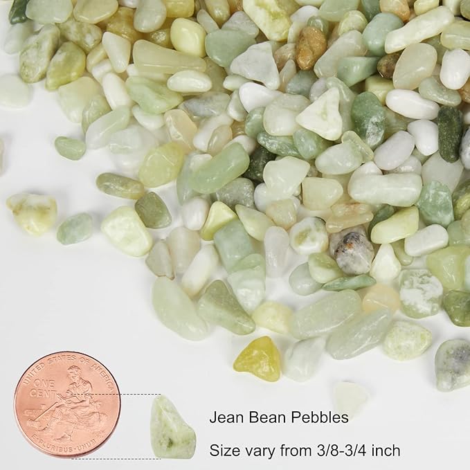GASPRO 10 Pound Pebbles for Indoor Plants, 3/8 Inch Decorative Pebbles for Bamboo, Vase, Succulents, Garden, Landscaping, Highly Polished and Smooth Surface, Jade (Pack of 2)